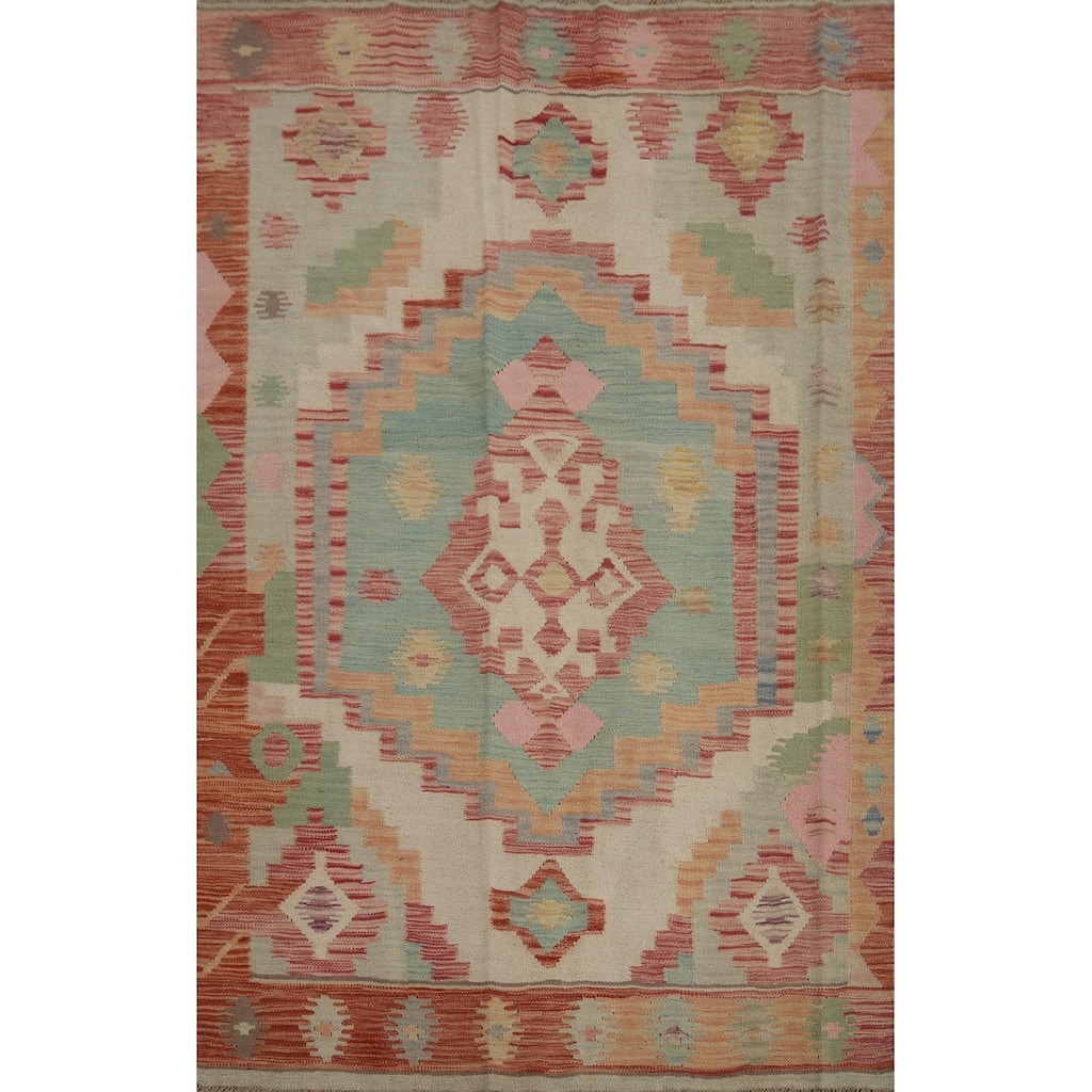 Hand Woven Southwestern Wool Multi-Colored Geometric Area Rug - 6' 0'' X 4' 2''