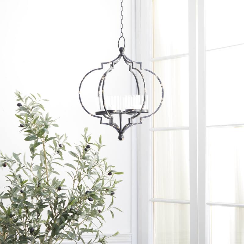 Elegant Decorative Metal Hanging Candelabra - Black or White