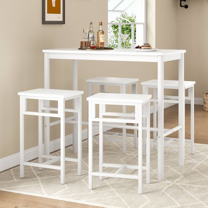 47 inch Counter Height Bar Table, Rectangular Dining Counter Tables with Metal Legs