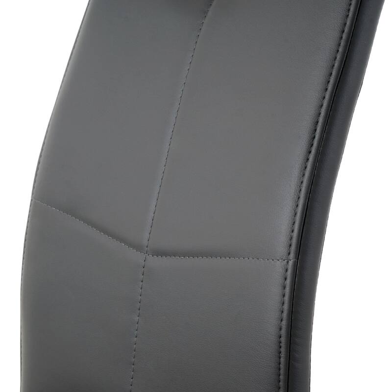 Modern Charcoal PU dining chair living room chair upholstered chair, metal chair leg design (Set of 4)