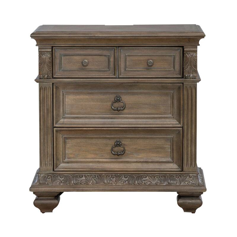 Carlisle Court Chestnut Bedside Chest with Charging Station