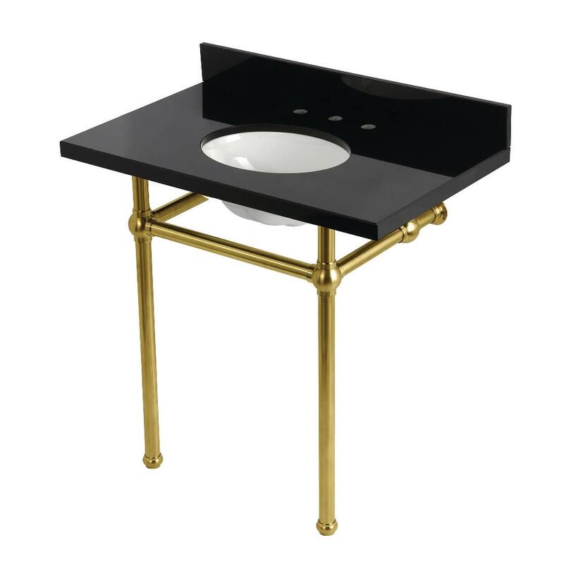 Kingston Brass KVPK36KB-T-SET Templeton 36" Rectangular Brass, Granite - Black Granite / Brushed Brass