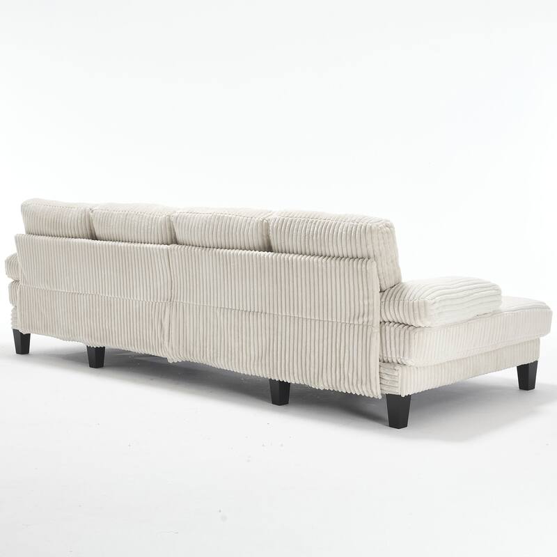 U-Shaped Modular Sectional Sofa with Double Chaise Lounge, Convertible Deep Seat Sleeper Sofa, Velvet Upholstered 4 Seater Sofa