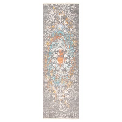ECARPETGALLERY Hand-knotted Heritage Grey Silk, Wool Rug - 2' 7" x 8'