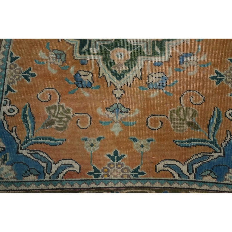 Hand Knotted Oriental 100% Wool Carpet Traditional Floral Oranges & Rust Tabriz Area Rug - 4' 10'' X 3' 0''