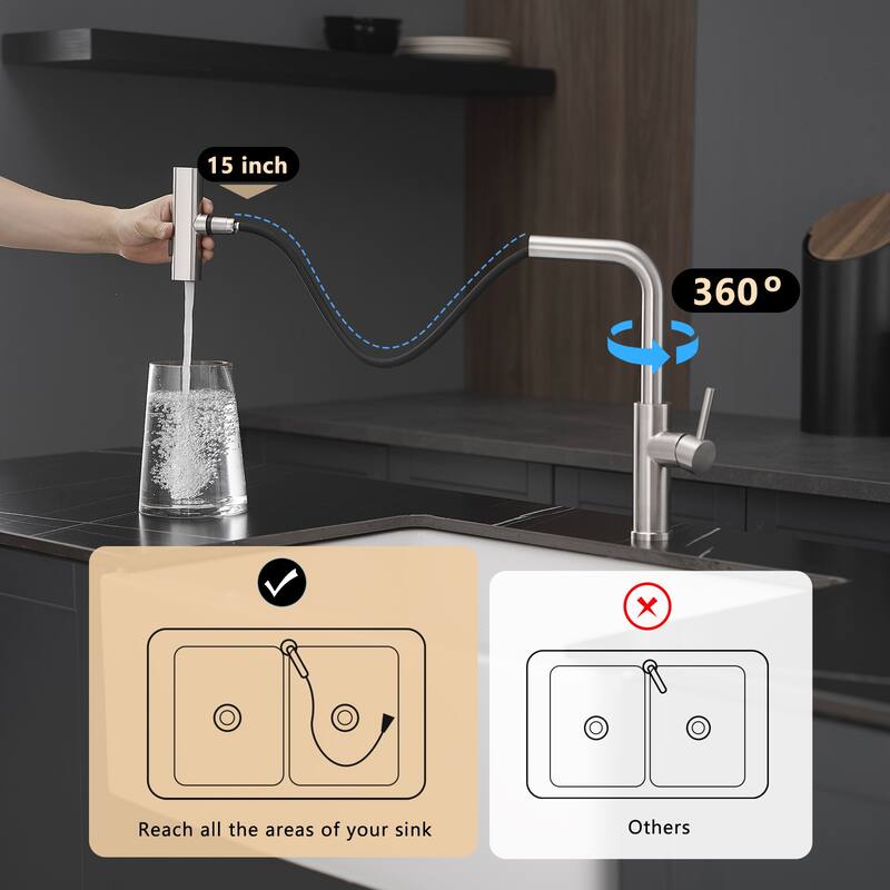 Single-Handle Pull Out Sprayer Kitchen Faucet in Brushed Nickel