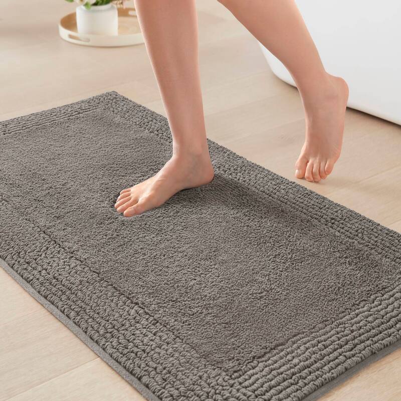 1 PCS 20x30" Cotton Tufted 3000 GSM Reversible Bath Rug Charcoal