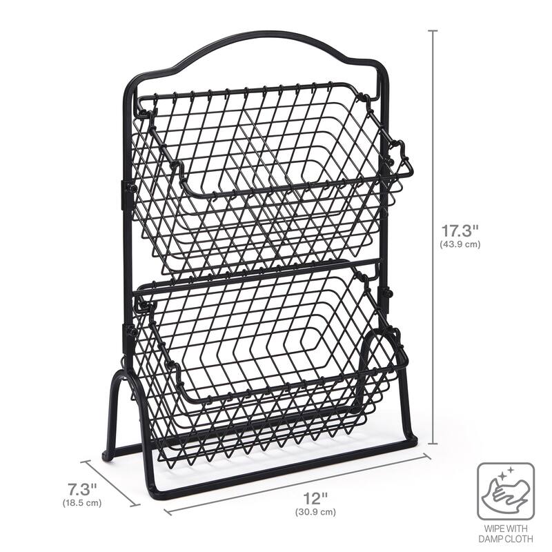 Gourmet Basics by Mikasa Grid Fruit Storage Basket 2 Tier