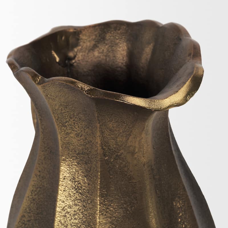 Anya Antiqued Brass Scalloped Petal Cast Metal Jug
