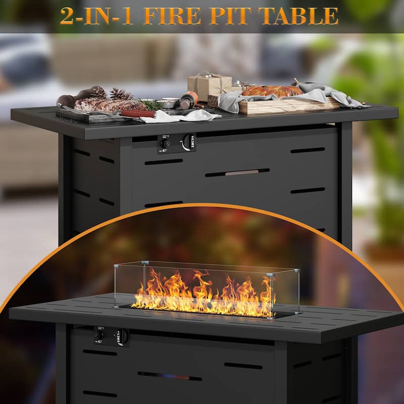 Futzca Propane Fire Pit 50000 BUT Outdoor Gas Fire Table with Lid