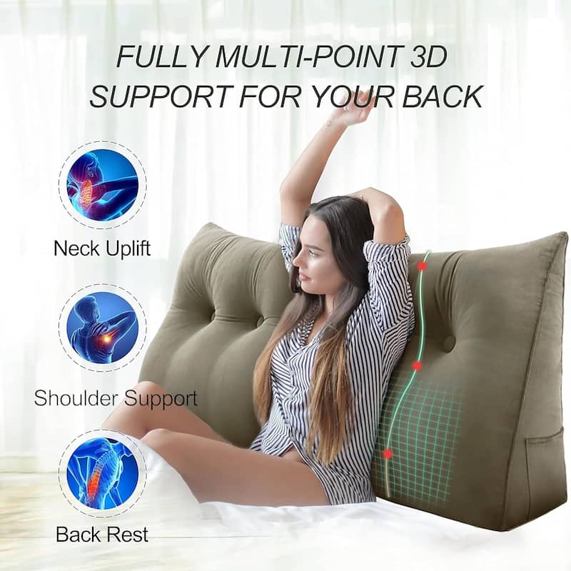 Velvet Headboard Reading Wedge Pillow for Bed Rest Sit Up Back Support