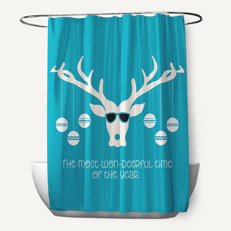 Cool Christmas Deer Shower Curtain - Turquoise