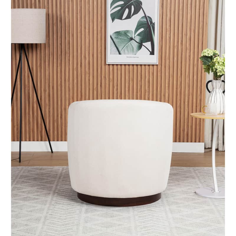 SEYNAR Modern Glam Boucle Fabric Round 360 Degree Swivel Barrel Chair Set of 2