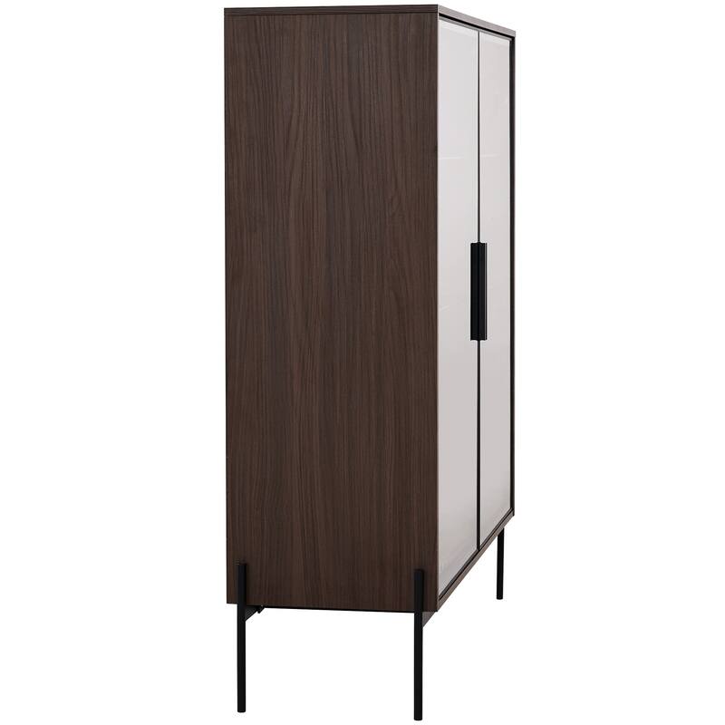 51.2 inch Display Cabinet Bookshelves, Curio Cabinet with Glass Doors & LED Lighting