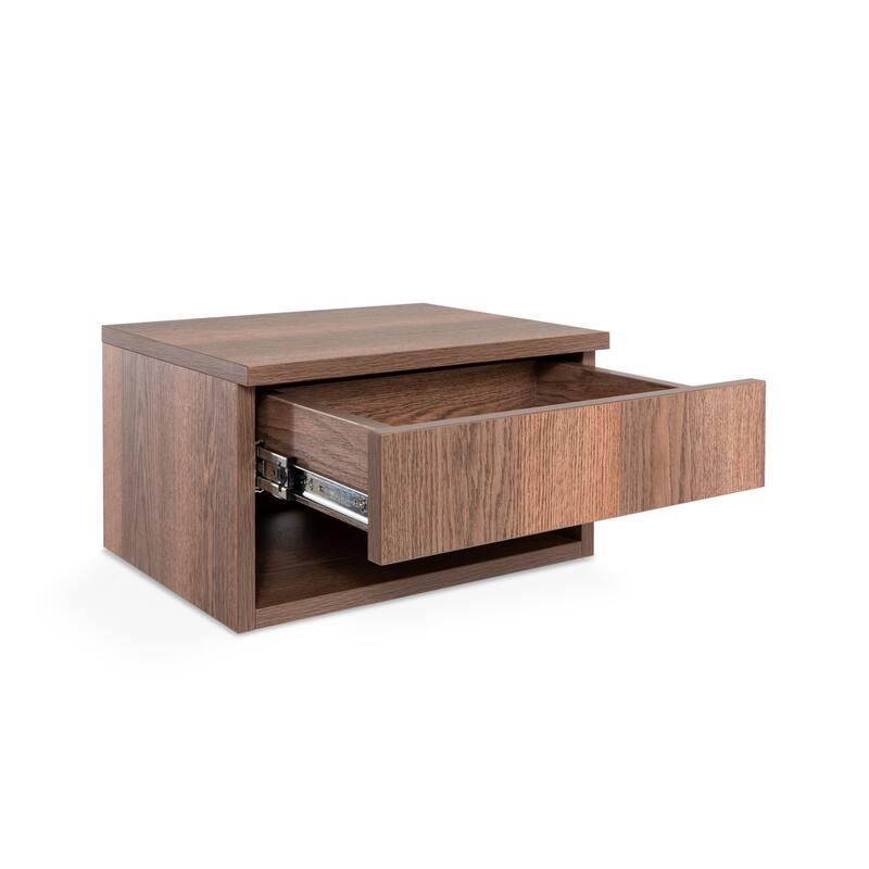 Celerie 15.71" Mid-Century Modern Floating Wall Mounted Nightstand with Soft-Close Drawer and Cable Hole, by JONATHAN Y