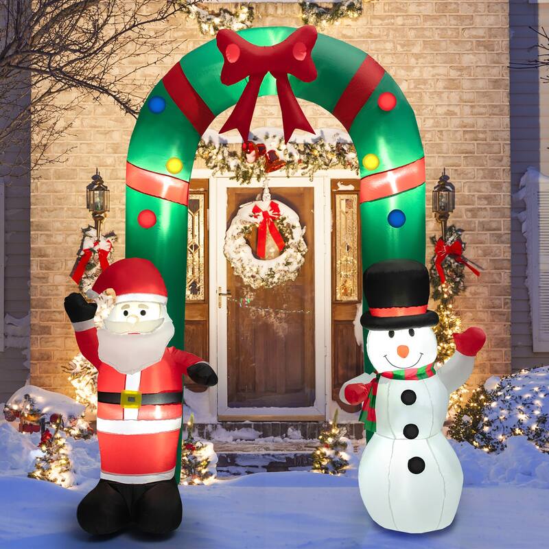 8 FT Christmas Inflatable Archway with Santa Claus and Snowman