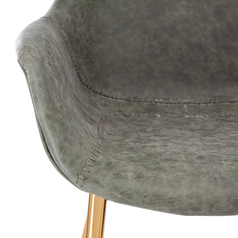 Markley Modern Leather Dining Armchair Set of 4 With Gold Metal Legs Accent Side Chair