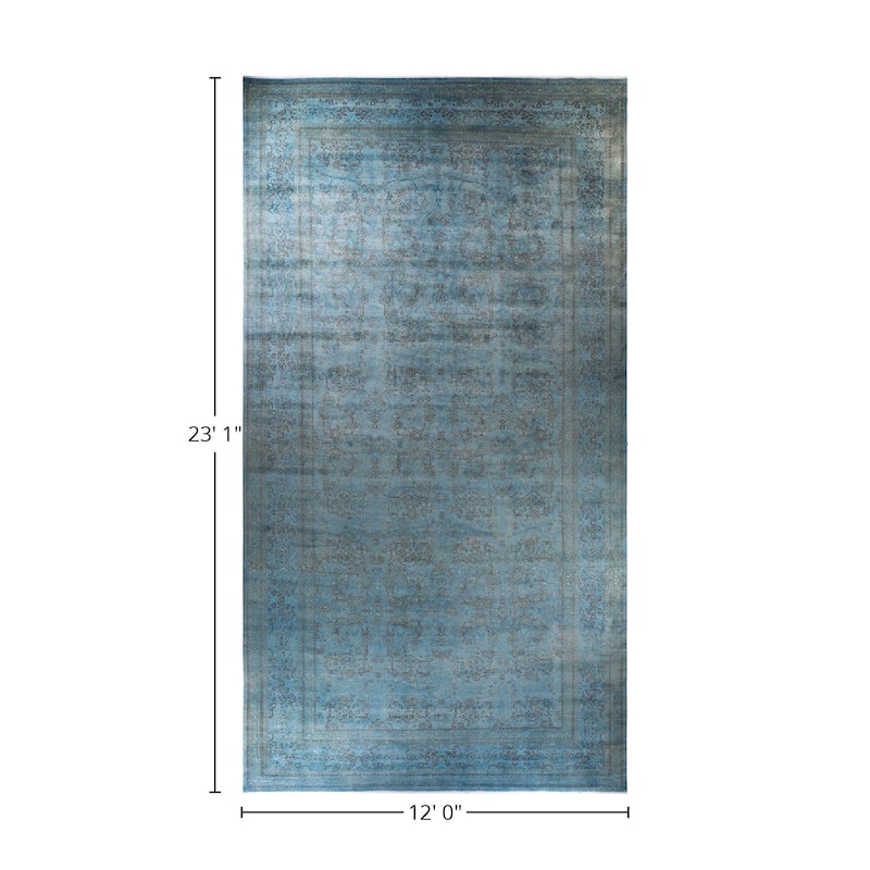 Overton Hand Knotted Wool Vintage Inspired Modern Contemporary Overdyed Gray Area Rug - 12' 0" x 23' 1"