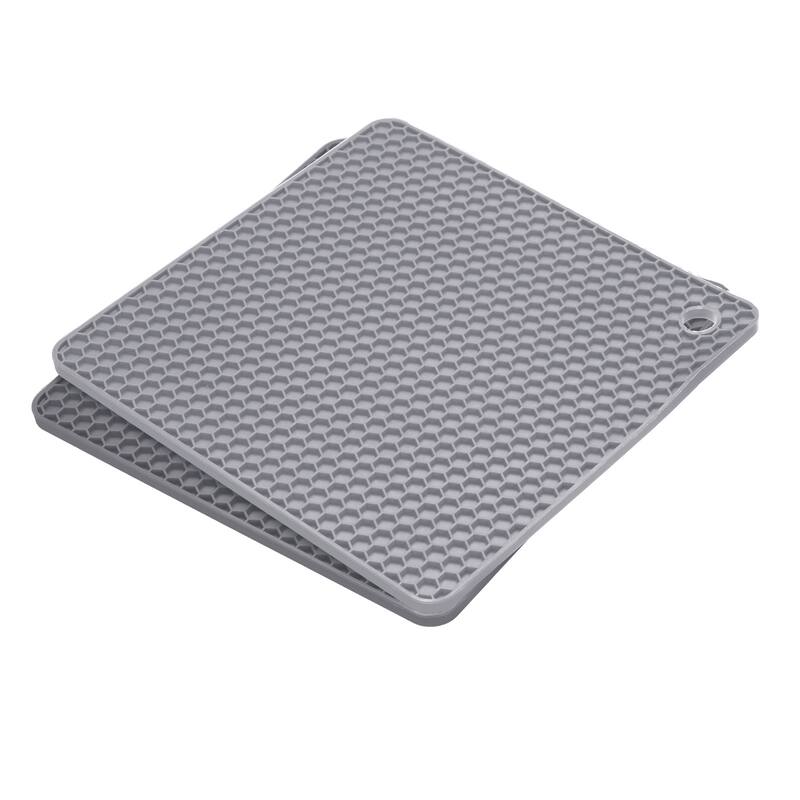 Silicone Trivet Mats 2pcs Hot Pan Pads Hot Pot Holder Deep Gray, Light Gray - Deep Gray, Light Gray