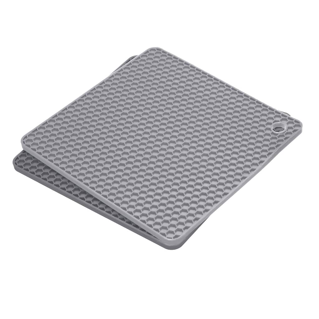 Silicone Trivet Mats 2pcs Hot Pan Pads Hot Pot Holder Deep Gray, Light Gray - Deep Gray, Light Gray