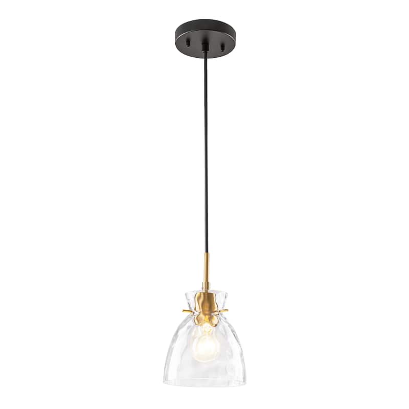 1/3/5-Light Modern Black & Gold Textured Glass Pendant Light - Adjustable Hanging Ceiling Fixture for Dining Room