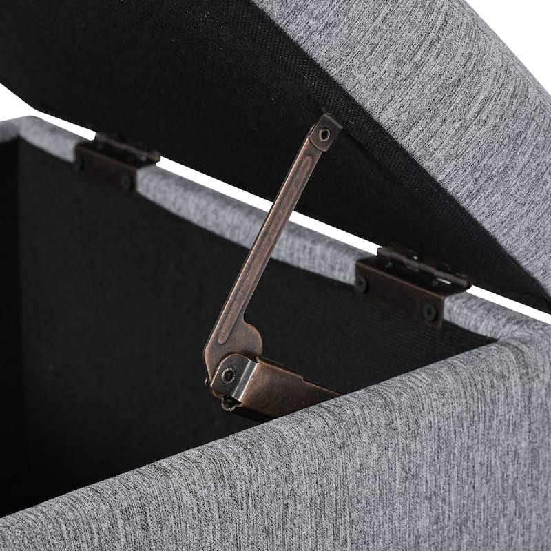 Adeco Bonded Leather Storage Ottoman Square Tufted Cube Footstool