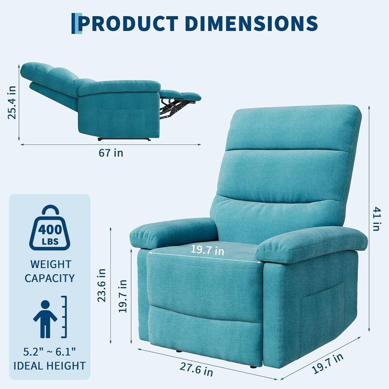 Adjustable Manual Recliner Sofa Chair, Single Sofa for Living Room