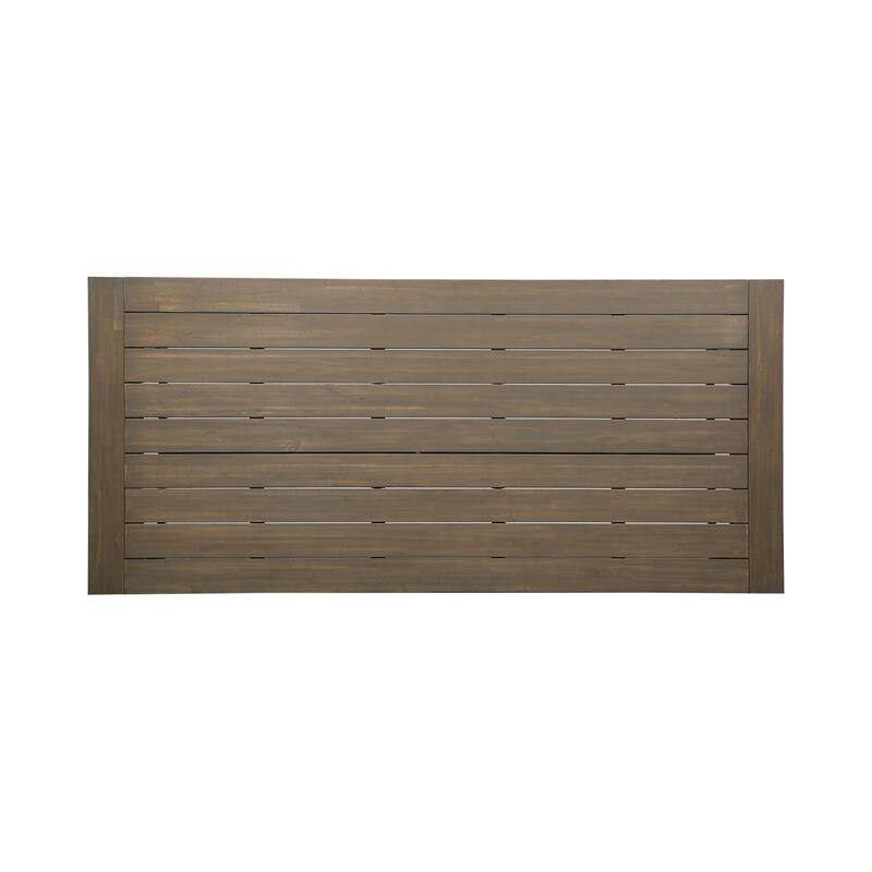 Leslee Outdoor Dining Table, Brown Top, Black Wood Rectangular 79 Inch