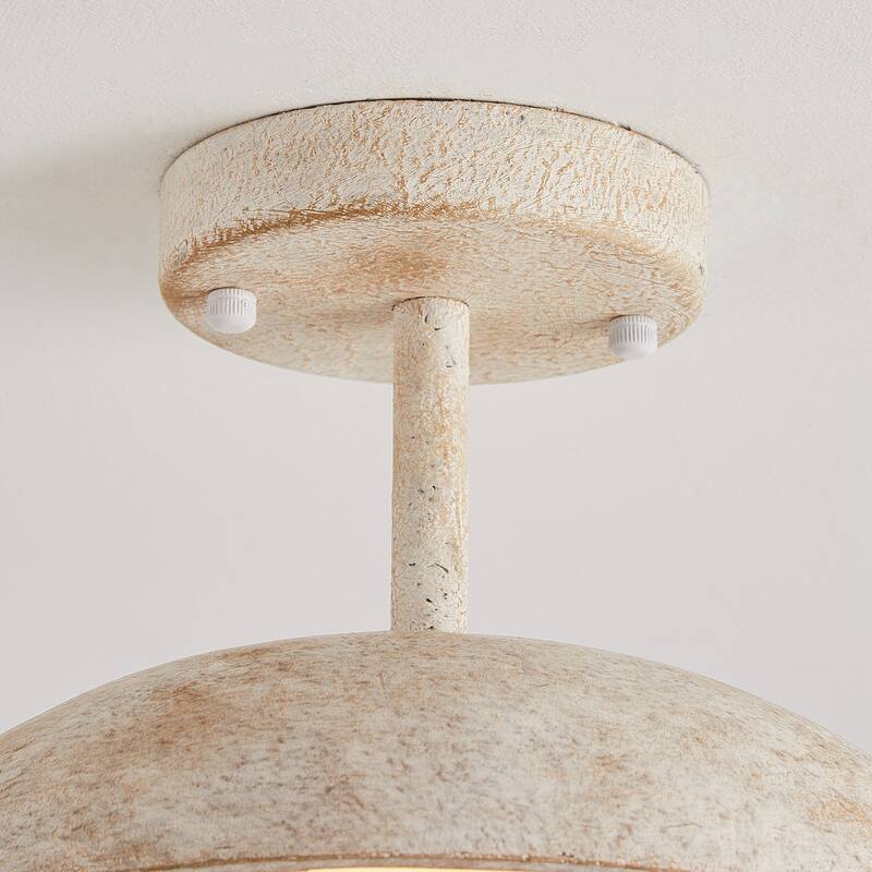 11" Farmhouse Distressed White 1-Light LED Semi-Flush Mount Ceiling Light