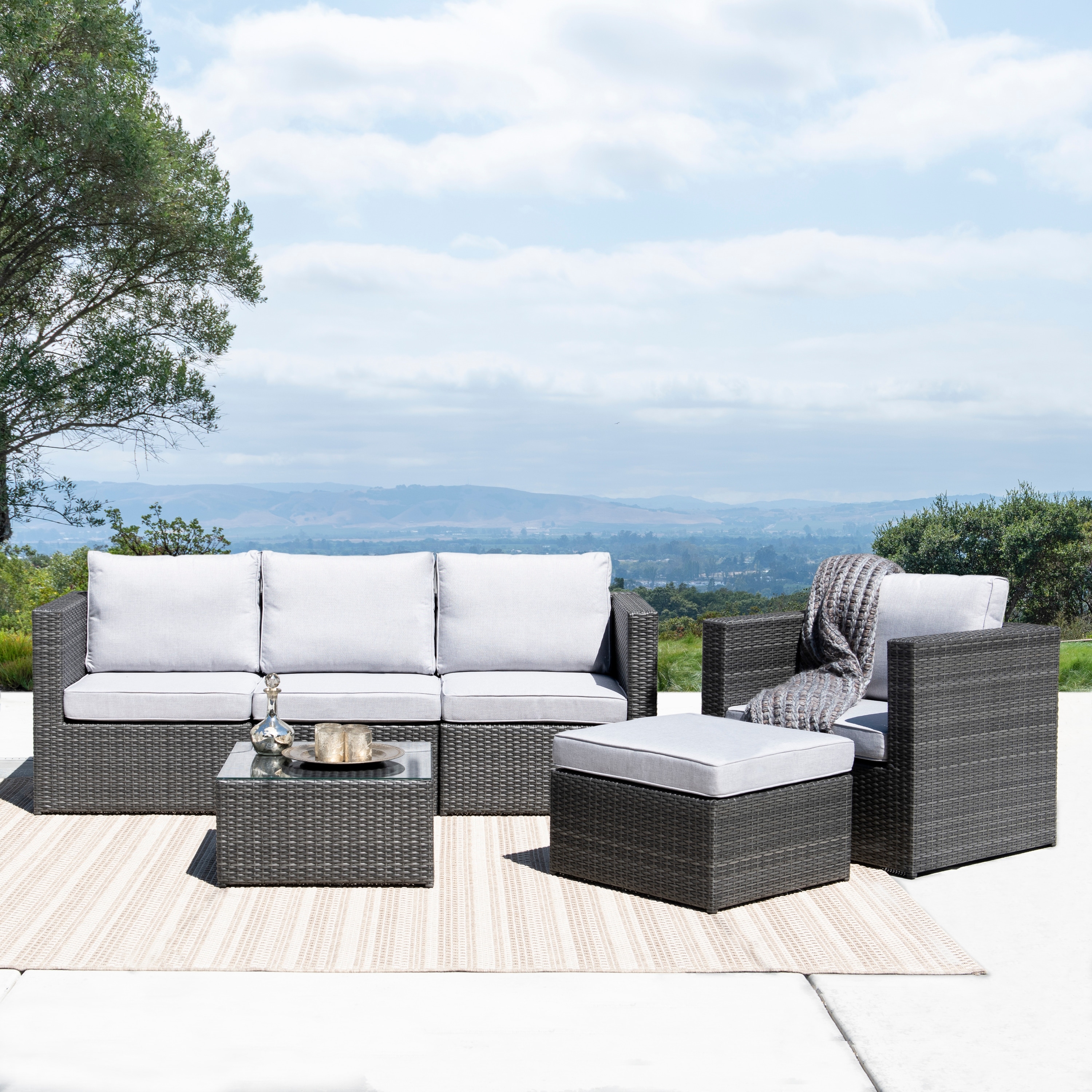 Corvus Trey Outdoor 6 piece Aluminum Resin Wicker Sofa Set