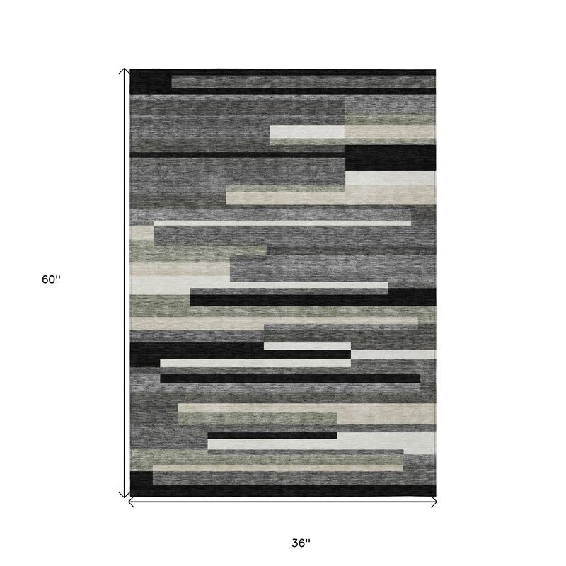 HomeRoots Striped Transitional Rectangle Outdoor Rug