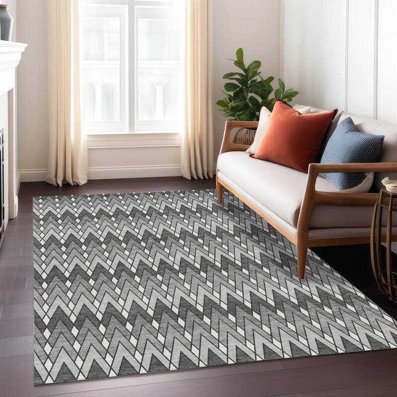 Machine Washable Indoor/ Outdoor Modern Baxter Chantille Rug