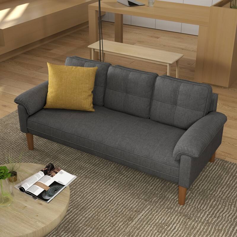 3-Seater Modern Upholstered Sofa, Convertible Sofa, Sofa Bed with Sturdy Wooden Legs for Living Room