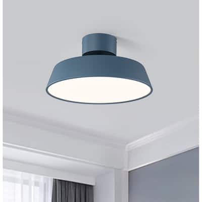 Scandinavian Adjustable Drum LED Semi Flush Ceiling Light - 12in