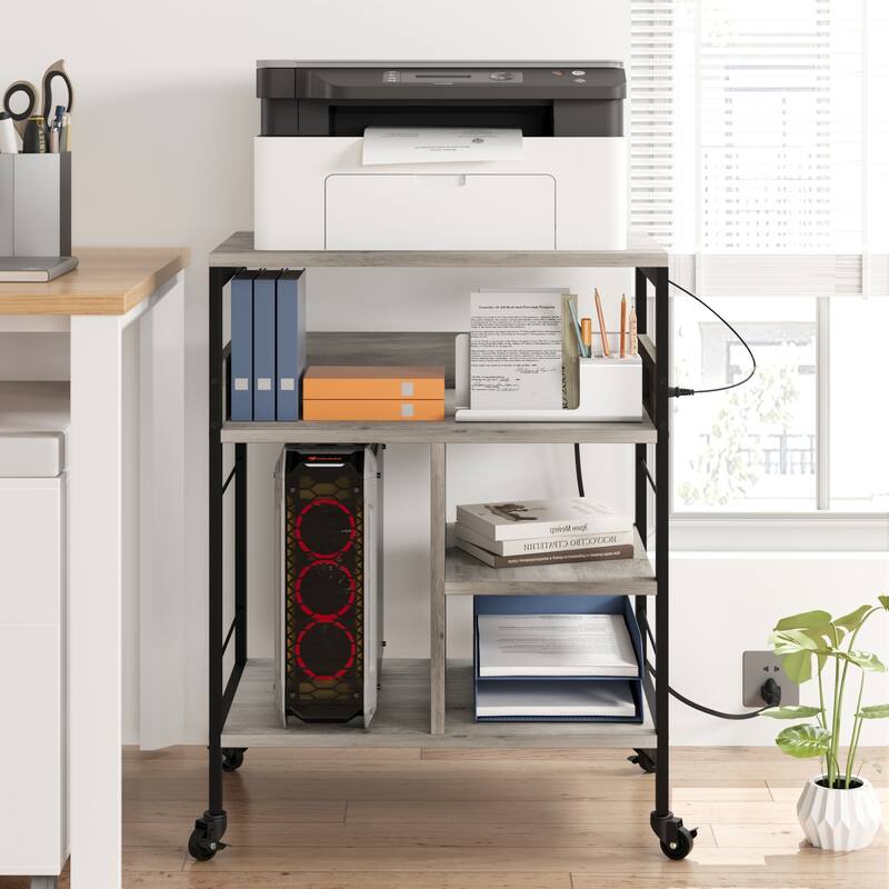 Farmhouse Movable File Cabinet Printer Stand for Home Office