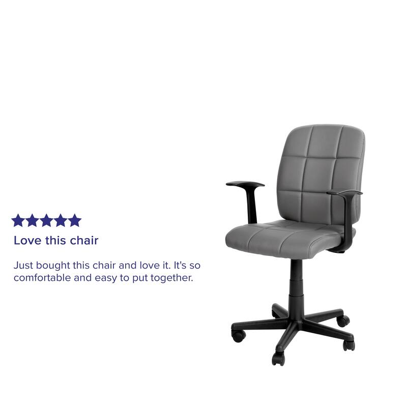 Mid-Back Quilted Vinyl Swivel Task Office Chair with Arms