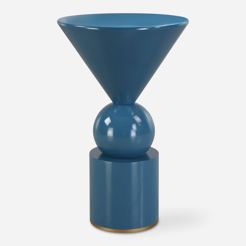Uttermost 22944 Trig 14" Wide Iron, MDF Accent Table - Blue - Blue