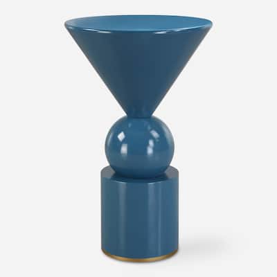 Uttermost 22944 Trig 14" Wide Iron, MDF Accent Table - Blue