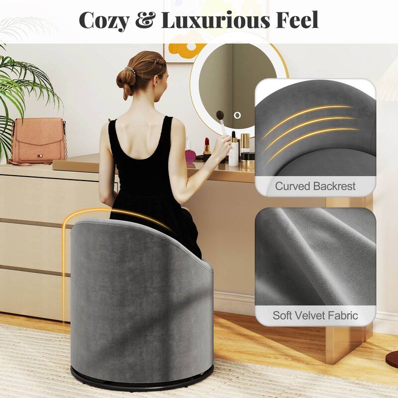 Costway 1/2 PCS Barrel Chair with Storage 360° Swivel Upholstered - See Details