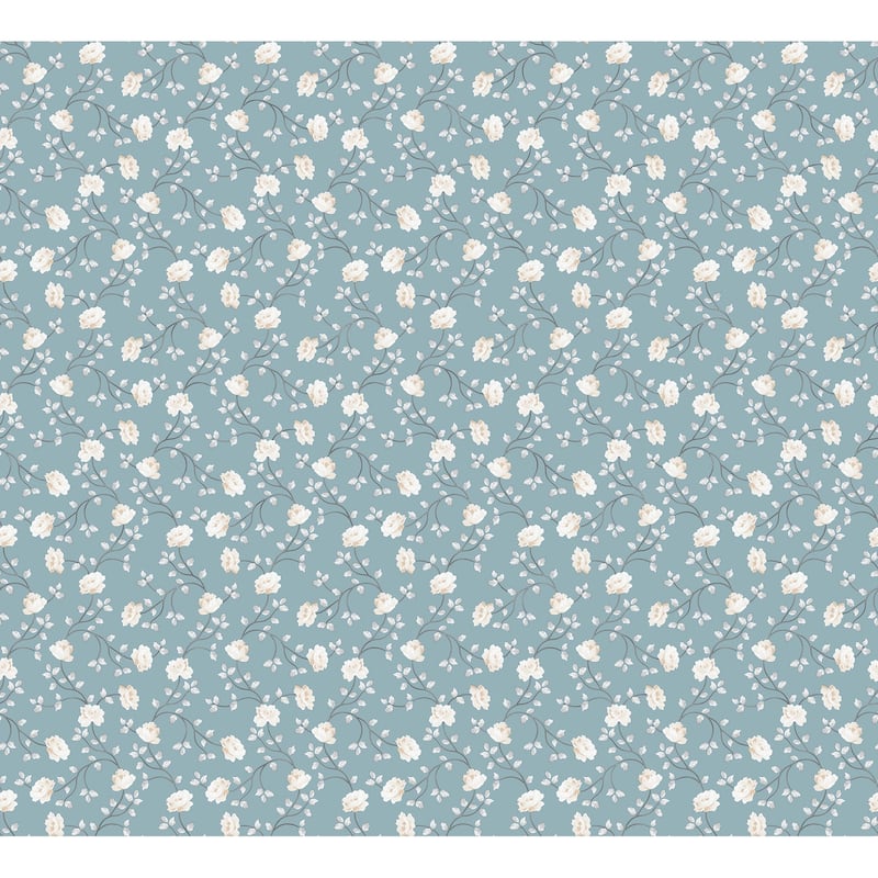 Galerie Wallcoverings Spring Blossom Petite Floral Vine Non-woven Matte Wallpaper Roll - 33 feet x 21 inches - Blue