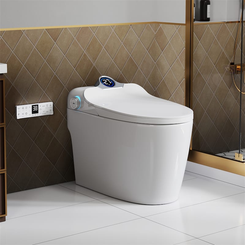 Smart Toilet with Foot Sensor Flush - White