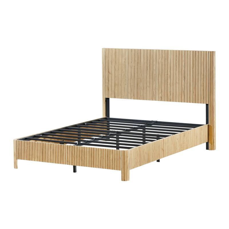 Full Size Wooden corrugated curved lines, No Box Spring Needed