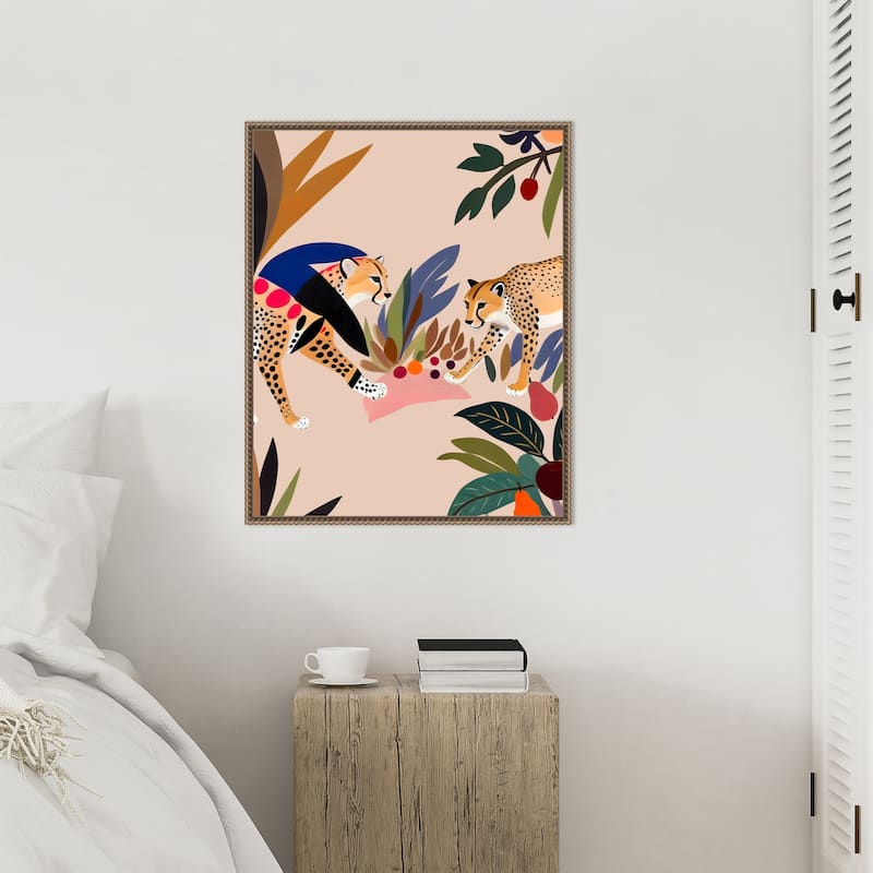 Cheetah Jungle Picnic by Uma Gokhale Framed Canvas Wall Art