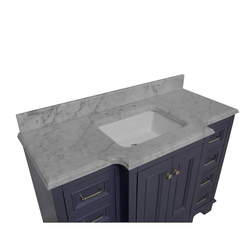 KitchenBathCollection Nantucket 48" Bathroom Vanity with Carrara Marble Top