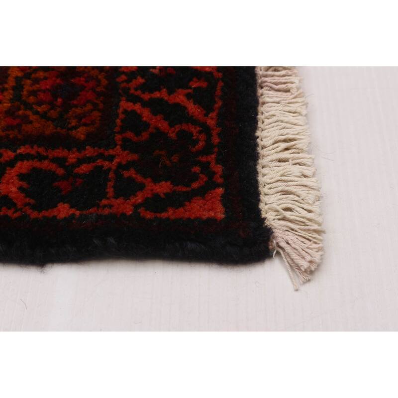 ECARPETGALLERY Hand-knotted Andelz Navy, Red Wool Rug - 3'10 x 13'9