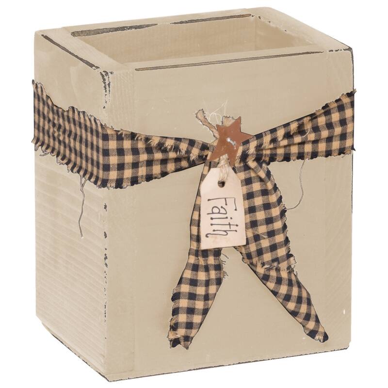 Amish Made Pine Primitive Utensil Holder - Country Tan