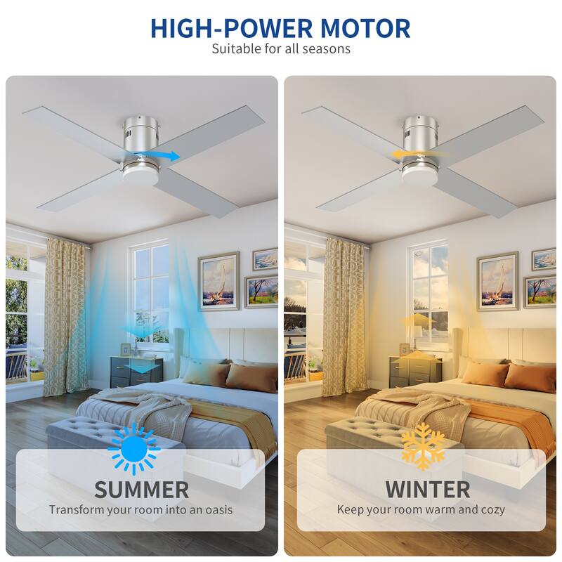 Moasis 6 Speed Quiet DC Motor 52" Flush Mount Ceiling Fan