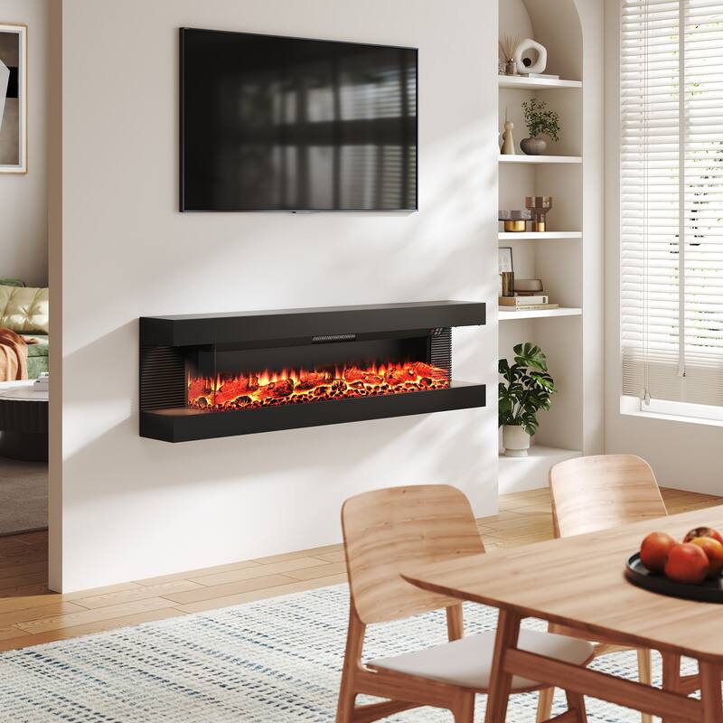 3-Sided Electric Fireplace, Wall Mounted LED Electric Fireplace