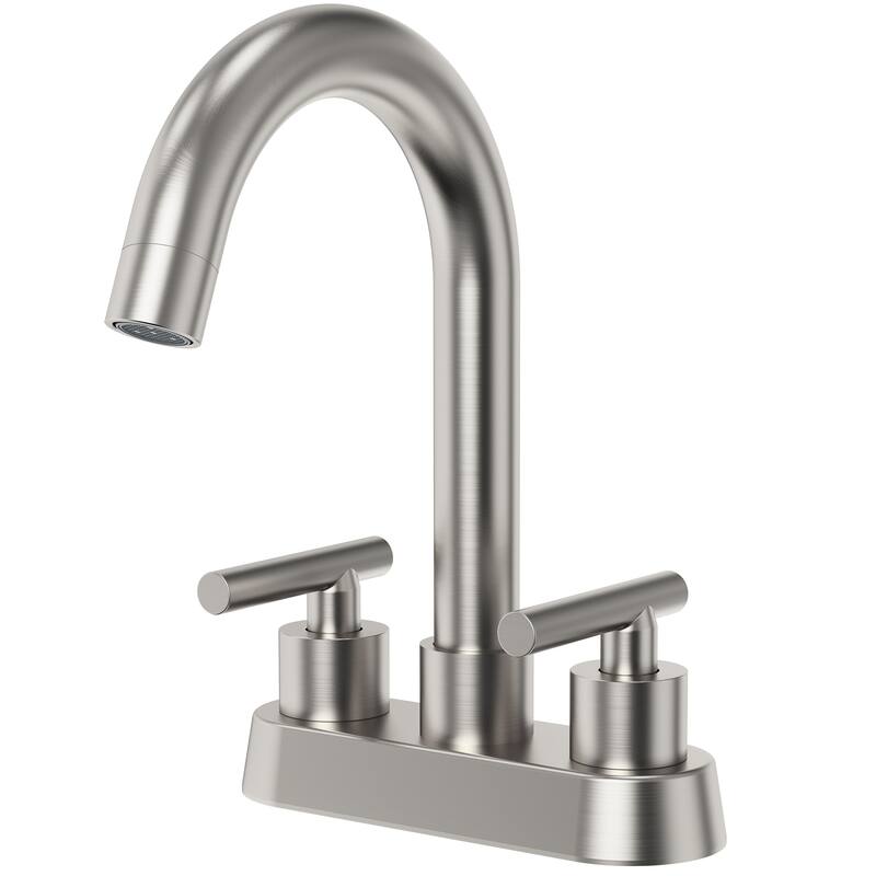 4" Centerset 3 Holes Double Handle 360° Swivel Bathroom Sink Faucet - Brushed Nickel