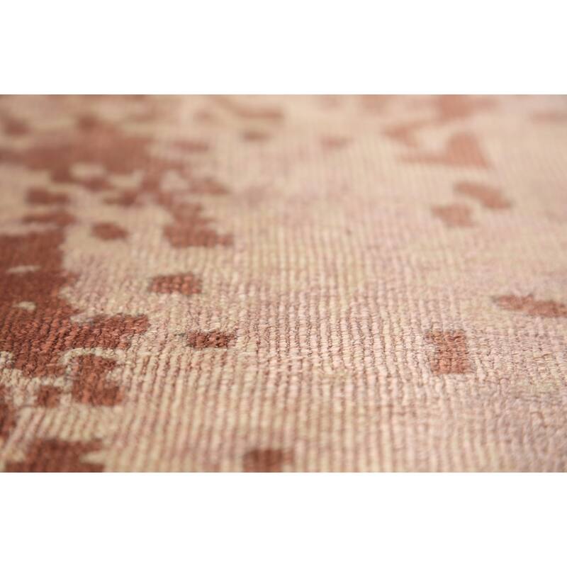 Contemporary Abstract Indian Area Rug Handmade Brown Wool Carpet - 6'8"x 9'10"